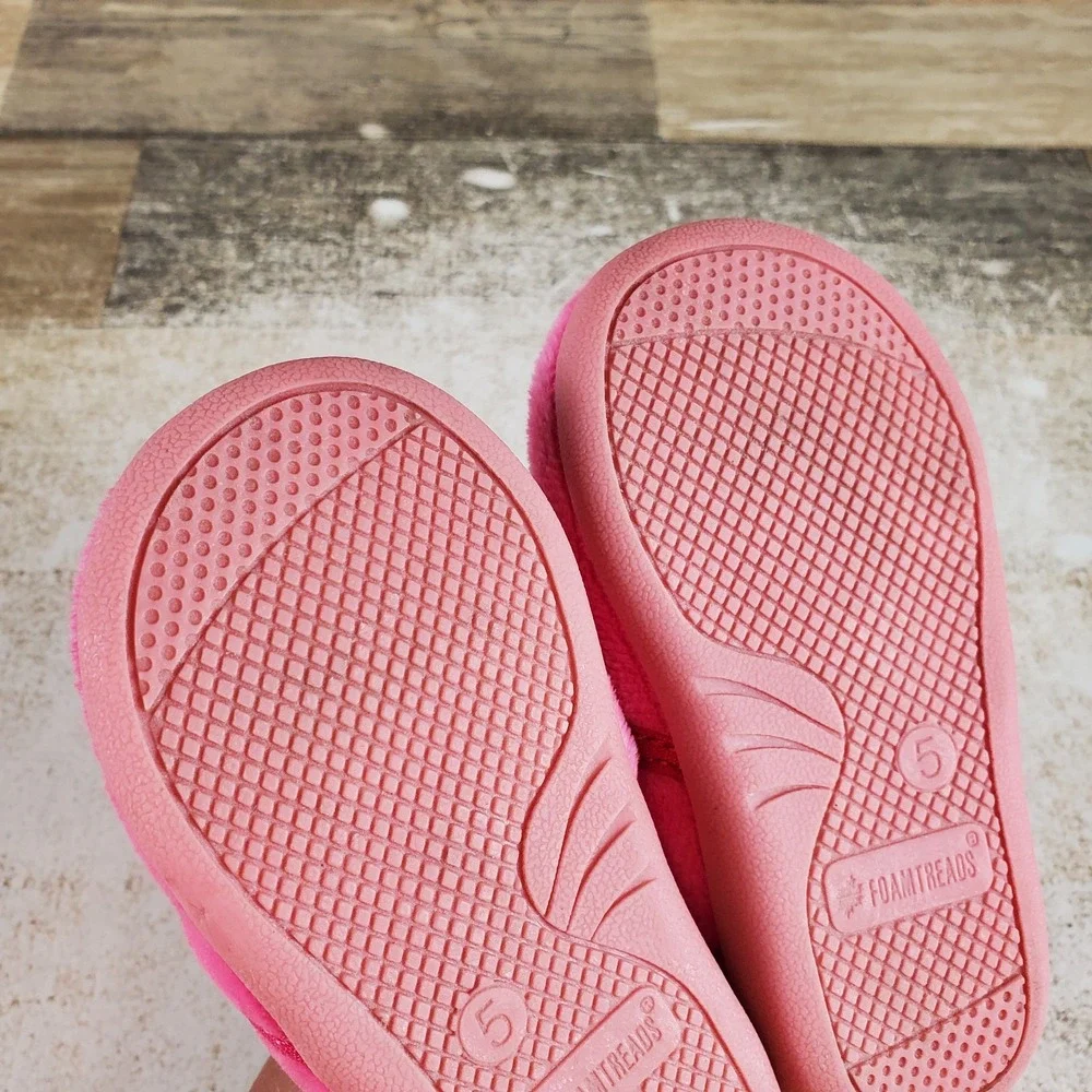 Foamtreads Unicorn Toddler Slippers Sz 5 M Pink Rose Slip On Embroidered